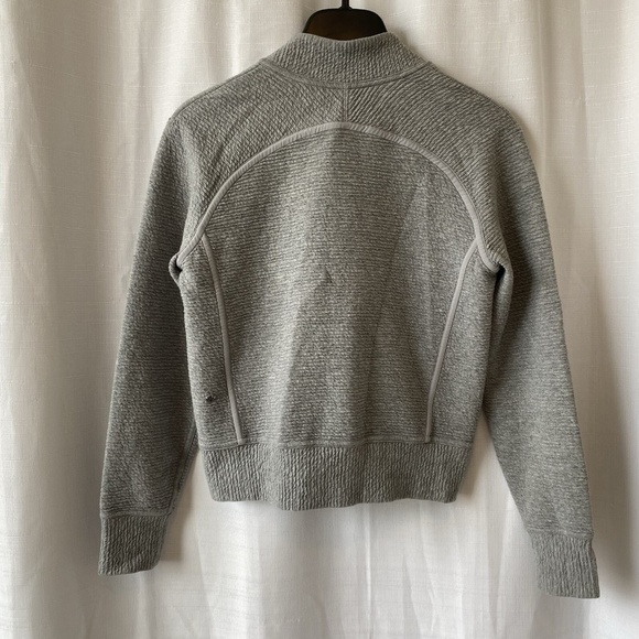 Lululemon On Repeat Bomber coat Heathered Core Lt Grey Textured Full Zip Size 4 - Picture 7 of 12